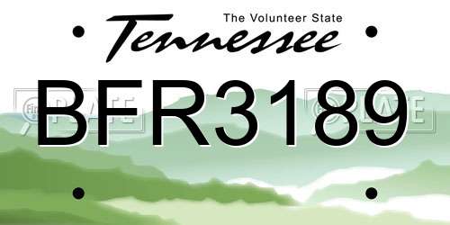 BFR3189 Tennessee License Plate