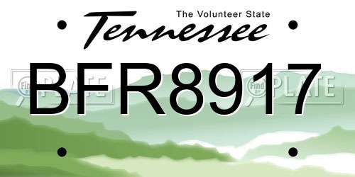BFR8917 Tennessee License Plate