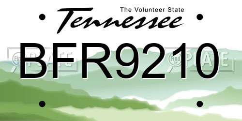 BFR9210 Tennessee License Plate