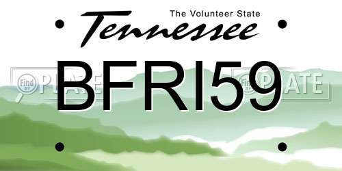BFRI59 Tennessee License Plate