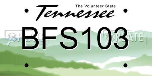 BFS103 Tennessee License Plate