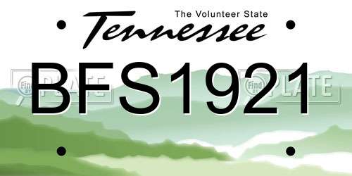 BFS1921 Tennessee License Plate