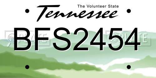 BFS2454 Tennessee License Plate