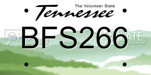 BFS266 Tennessee License Plate