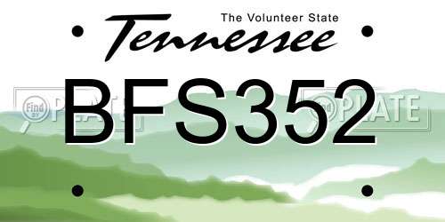 BFS352 Tennessee License Plate