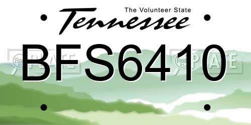 BFS6410 Tennessee License Plate