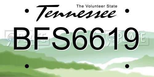 BFS6619 Tennessee License Plate
