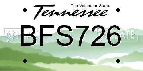 BFS726 Tennessee License Plate
