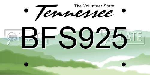 BFS925 Tennessee License Plate