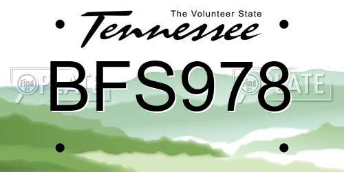 BFS978 Tennessee License Plate