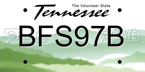 BFS97B Tennessee License Plate