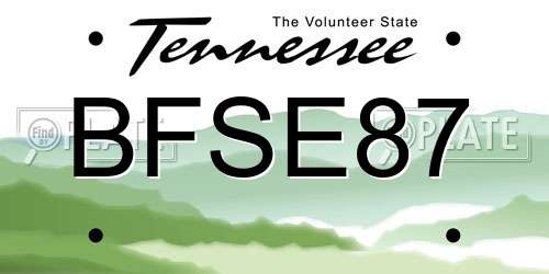 BFSE87 Tennessee License Plate