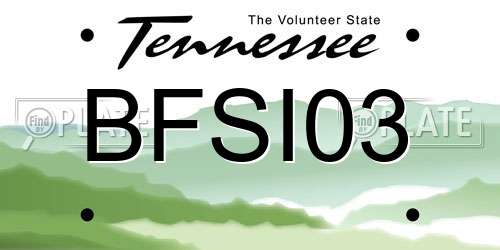 BFSI03 Tennessee License Plate