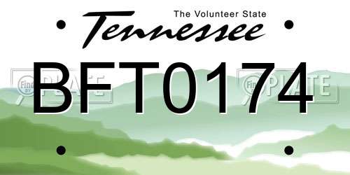 BFT0174 Tennessee License Plate