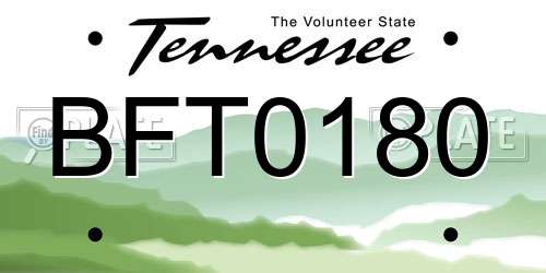 BFT0180 Tennessee License Plate