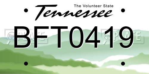 BFT0419 Tennessee License Plate