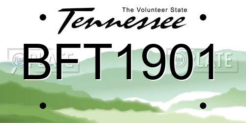 BFT1901 Tennessee License Plate