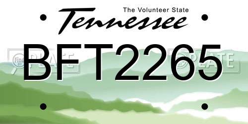 BFT2265 Tennessee License Plate