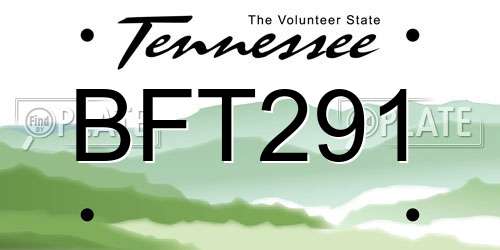 BFT291 Tennessee License Plate