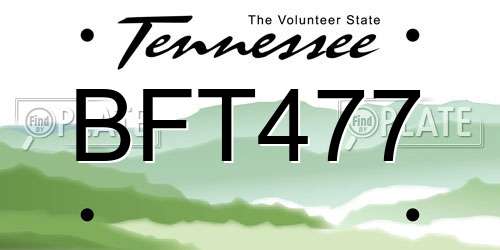 BFT477 Tennessee License Plate