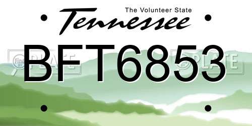 BFT6853 Tennessee License Plate