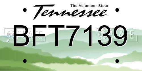 BFT7139 Tennessee License Plate