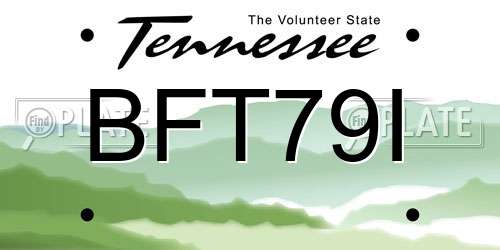 BFT79I Tennessee License Plate