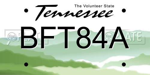 BFT84A Tennessee License Plate