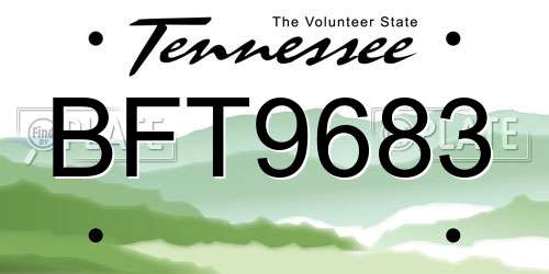 BFT9683 Tennessee License Plate
