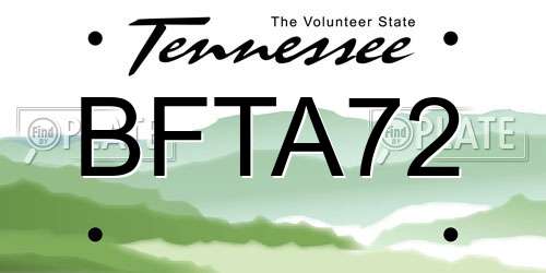 BFTA72 Tennessee License Plate