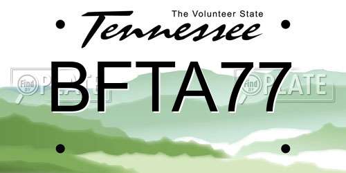 BFTA77 Tennessee License Plate