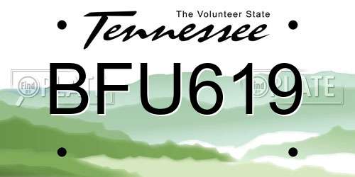BFU619 Tennessee License Plate