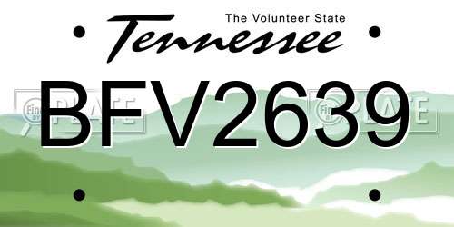 BFV2639 Tennessee License Plate