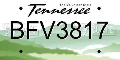 BFV3817 Tennessee License Plate