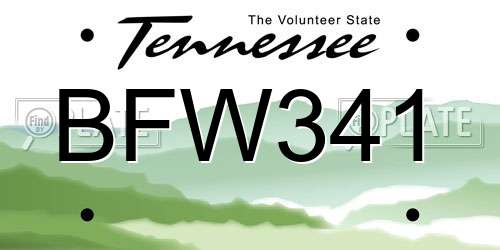 BFW341 Tennessee License Plate
