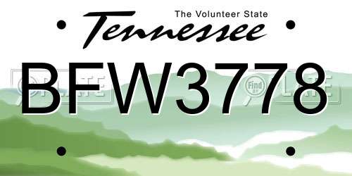 BFW3778 Tennessee License Plate