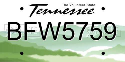 BFW5759 Tennessee License Plate