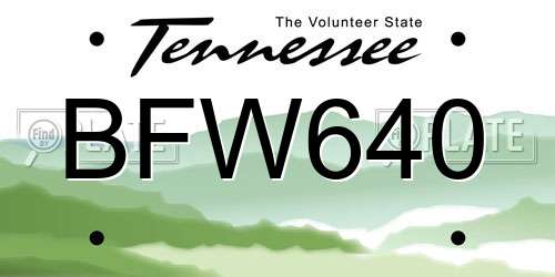 BFW640 Tennessee License Plate