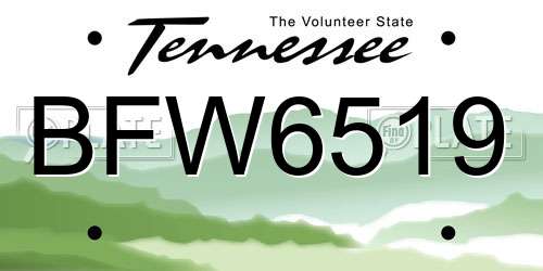 BFW6519 Tennessee License Plate