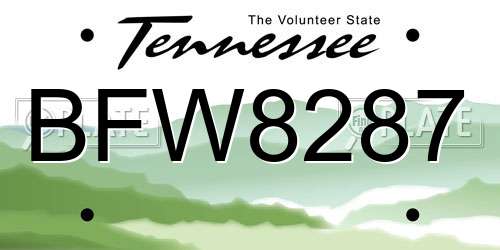 BFW8287 Tennessee License Plate