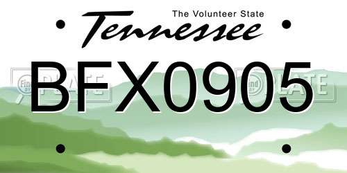 BFX0905 Tennessee License Plate