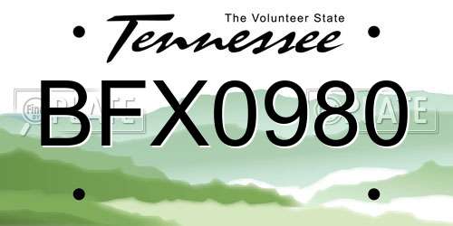 BFX0980 Tennessee License Plate