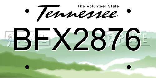BFX2876 Tennessee License Plate