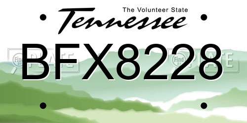 BFX8228 Tennessee License Plate