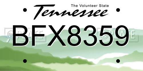 BFX8359 Tennessee License Plate