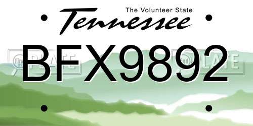 BFX9892 Tennessee License Plate