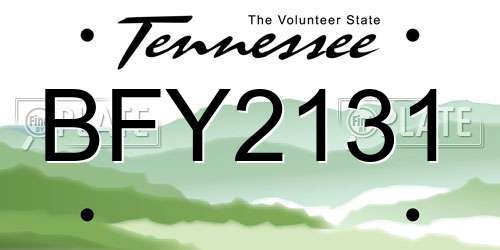 BFY2131 Tennessee License Plate
