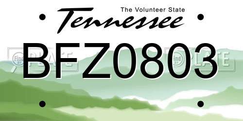 BFZ0803 Tennessee License Plate