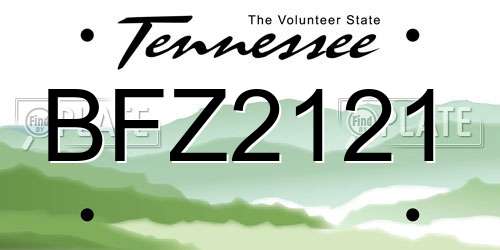 BFZ2121 Tennessee License Plate