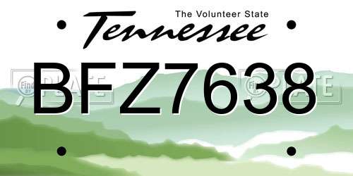 BFZ7638 Tennessee License Plate